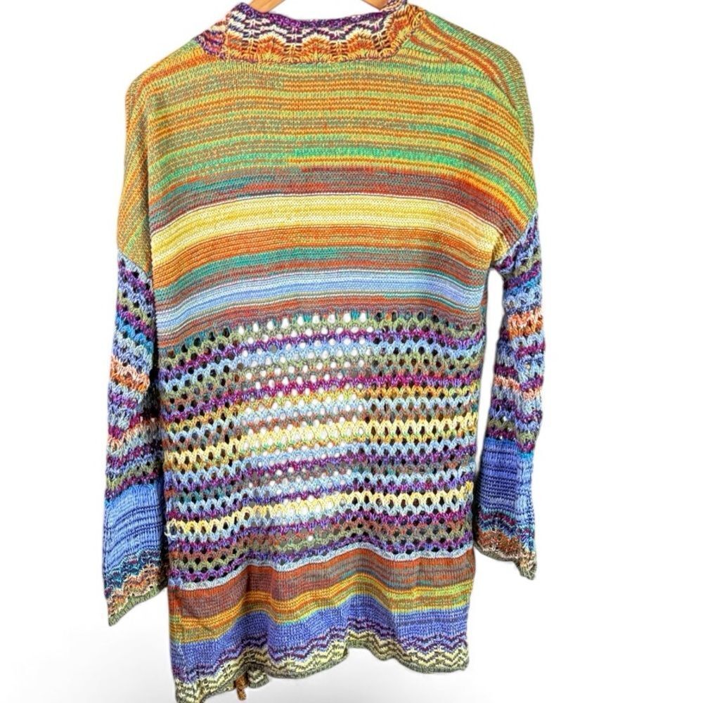 Soft Surroundings Purple, Brown & Yellow Crochet Cardigan - Picture 2 of 7
